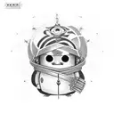 daruma doll mechatronic tattoo design idea