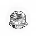 daruma doll mechatronic tattoo design idea