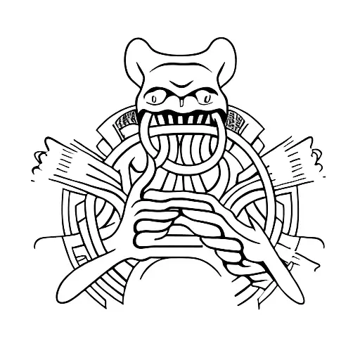 middle fingers tapping the upper teeth on a turnstile tattoo design idea