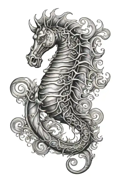 sea horse for men upper thight tattoo related tattoo design idea