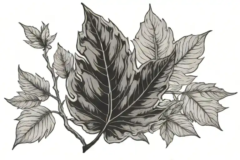 leaf and cloud artwork tattoo design idea
