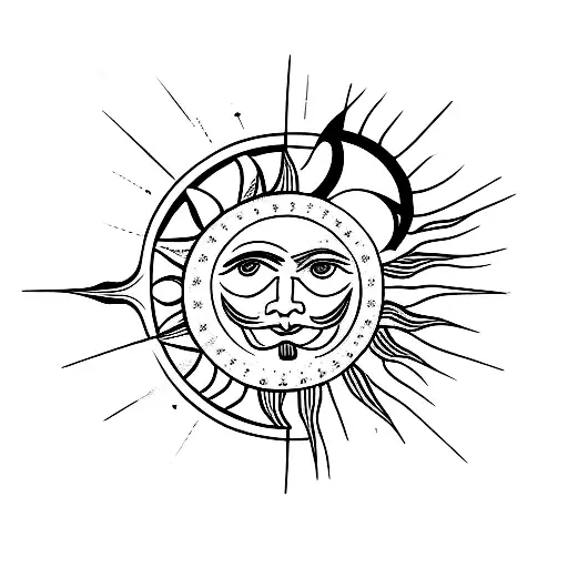 Sun and Moon tattoo design idea