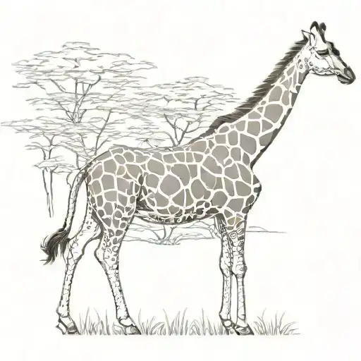 giraffe standing tattoo design idea
