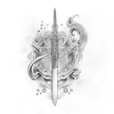 sword with mysterious top tattoo design idea
