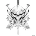 sword with mysterious top tattoo design idea