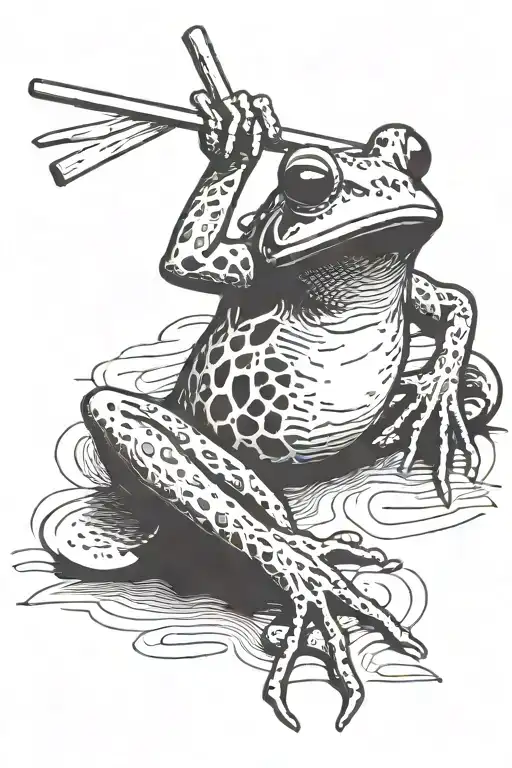tiny frog on a matchstick tattoo design idea