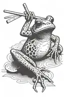 tiny frog on a matchstick tattoo design idea