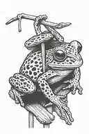 tiny frog on a matchstick tattoo design idea