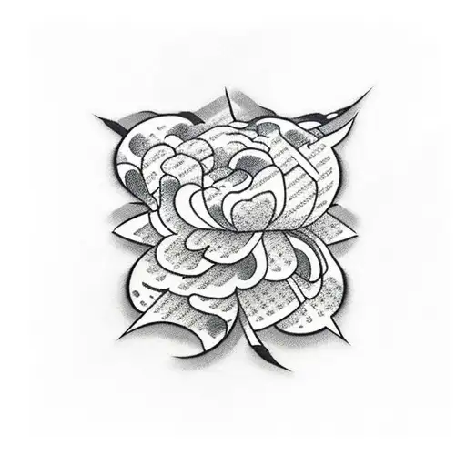 tattered Checkered flag flowers tattoo design idea