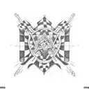 Never Finished tattered Checkered flag tattoo design idea