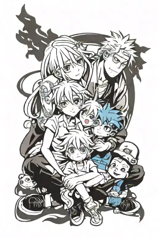 family has bent and wife with 2 boys   tattoo design idea