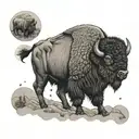 bison facing storm tattoo design idea