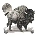 bison facing storm tattoo design idea
