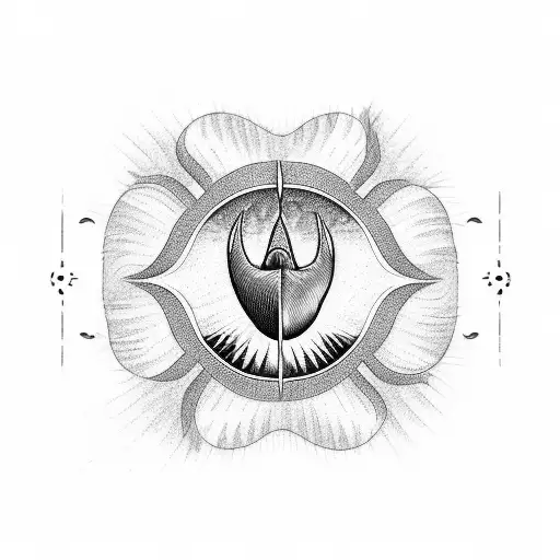 humpback whale's tail and sun tattoo design idea