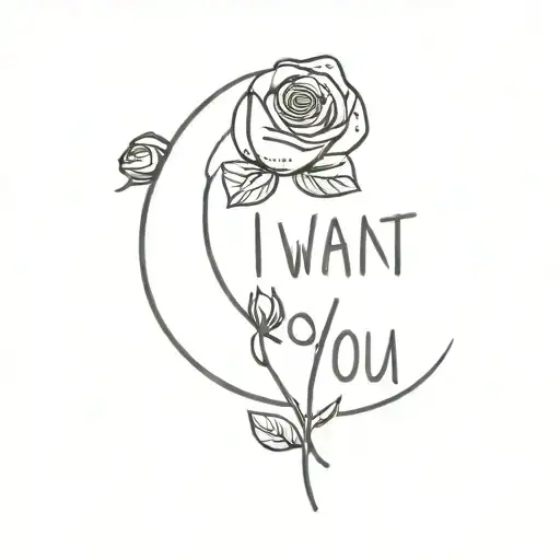 moon and rose with sentence "I want you to know that I love you very much and it will always be that way" tattoo design idea