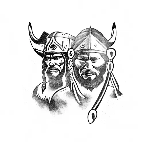 viking and native American Enter twind tattoo design idea
