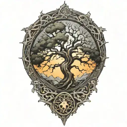 world tree ygg drasil tree tattoo design idea