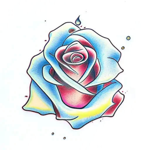 half of a rose on fire tattoo design idea