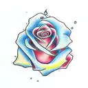 half of a rose on fire tattoo design idea