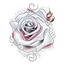 half of a rose on fire tattoo design idea