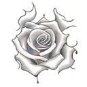 half of a rose on fire tattoo design idea