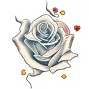 half of a rose on fire tattoo design idea