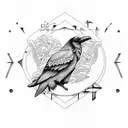feminine raven and arrows tattoo design idea