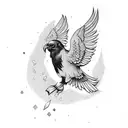feminine raven and arrows tattoo design idea