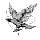 feminine raven and arrows tattoo design idea