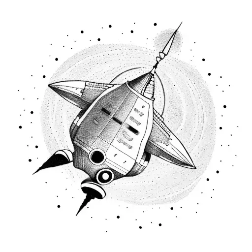 spaceship abducting me from my house but I'm dancing tattoo design idea
