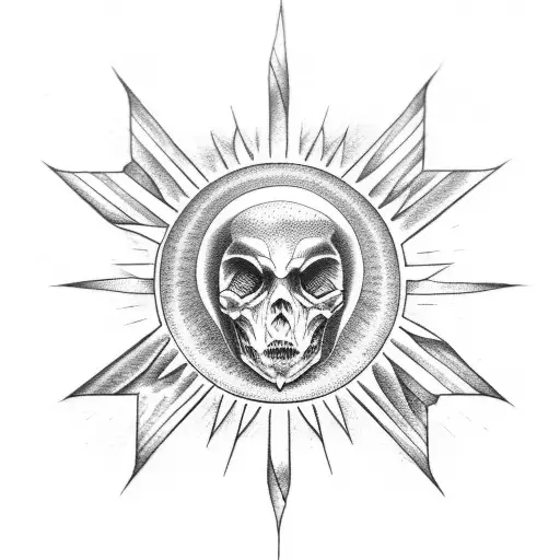 dark gothic sun tattoo design idea