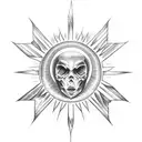dark gothic sun tattoo design idea