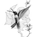 Hummingbird with cherry blossom  tattoo design idea