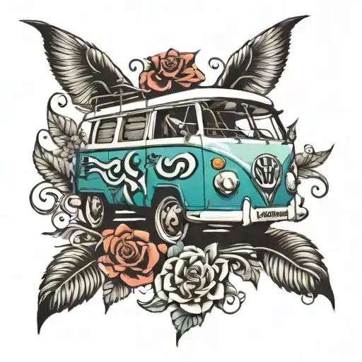 vw campervan tattoo design idea