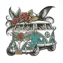 vw campervan tattoo design idea