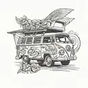 vw campervan with pop top tattoo design idea