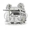 vw campervan with pop top tattoo design idea