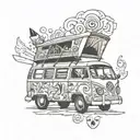 vw campervan with pop top tattoo design idea