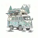 vw campervan with pop top tattoo design idea