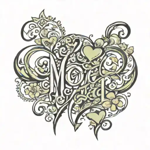 hearts and moe khalil Bilal ahmad Amal huda name written athetic way font not bold cute and feminine  tattoo design idea