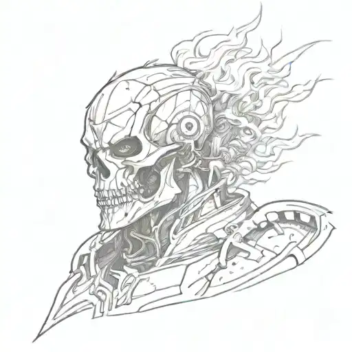 Ghost Rider Ares god of war tattoo design idea