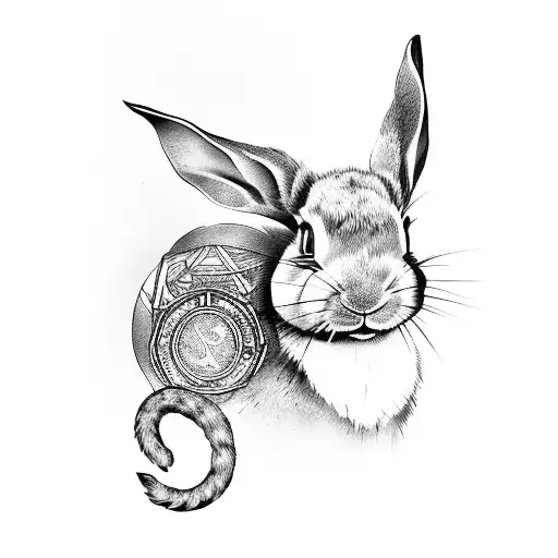 libra zodic wild ambition rabbit tattoo design idea
