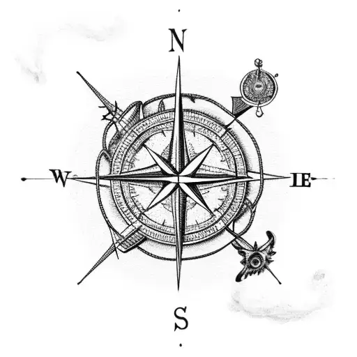 1800 London nautical theme, with compass and rope tattoo design idea
