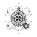 1800 London nautical theme, with compass and rope tattoo design idea