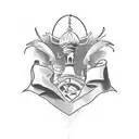 Sure, here's a description of a potential upper arm/bicep tattoo design:  The tattoo features an 1800s London theme with tattoo design idea