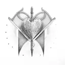 heart fire sword tattoo design idea