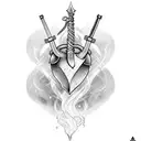heart fire sword tattoo design idea