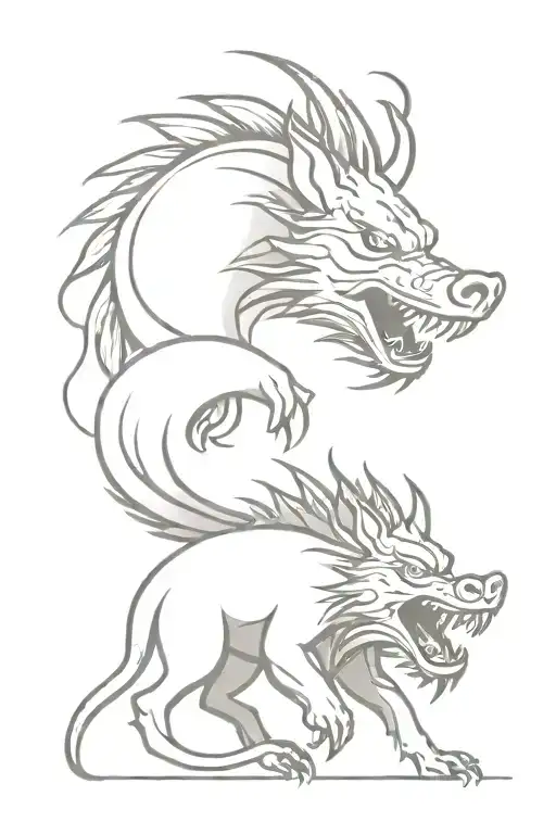 chinese dragon and wild boar head tattoo design idea