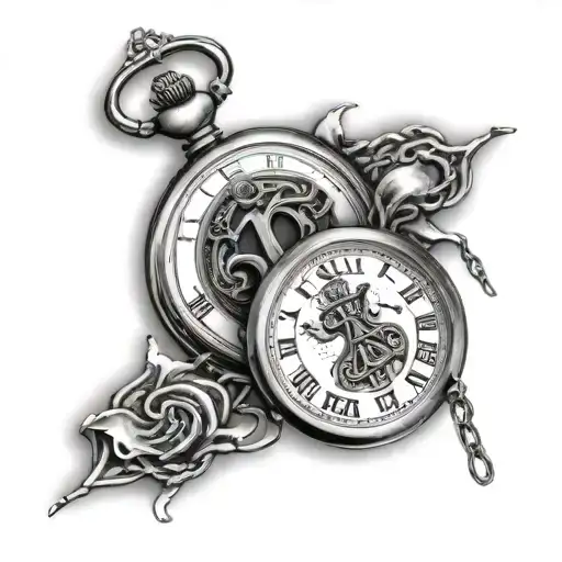 pocket watch, ace of spades, chains, cloudy, austin 3:16 tattoo design idea