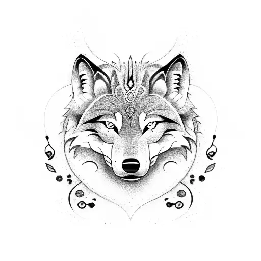Yin and Yang wolf tattoo design idea